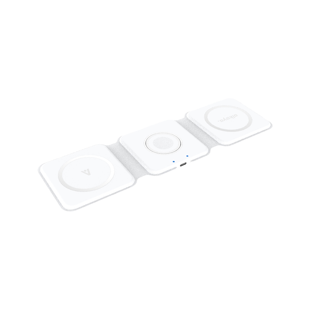 Безжично зарядно Alkaya MagSafe Wireless Charging Station 15W 3-In-1 Flex Fold - White