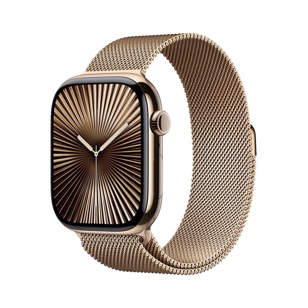 Apple Watch Series 10 GPS + Cellular 46mm Gold Titanium Case with Gold Milanese Loop