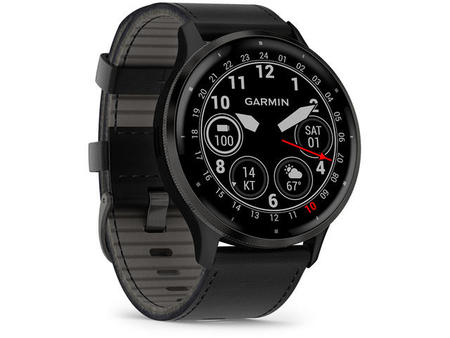 Garmin Venu 3 Slate безел с Black корпус и кожена каишка