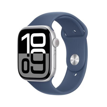 Apple Watch Series 10 GPS 46mm Silver Aluminium Case with Denim Sport Band