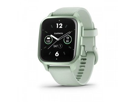 Garmin VENU SQ 2 Metallic Mint безел с Cool Mint корпус и силиконова каишка