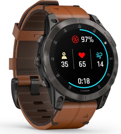 Garmin epix Pro Gen 2 51 мм Sapphire Edition - Carbon Grey DLC Titanium с Chestnut кожена каишка